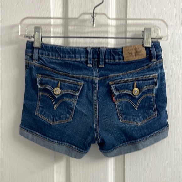 Girls Levi's Jean Shorts Distressed Gem Buttons Adjustable Waist Size 12 - Picture 4 of 15